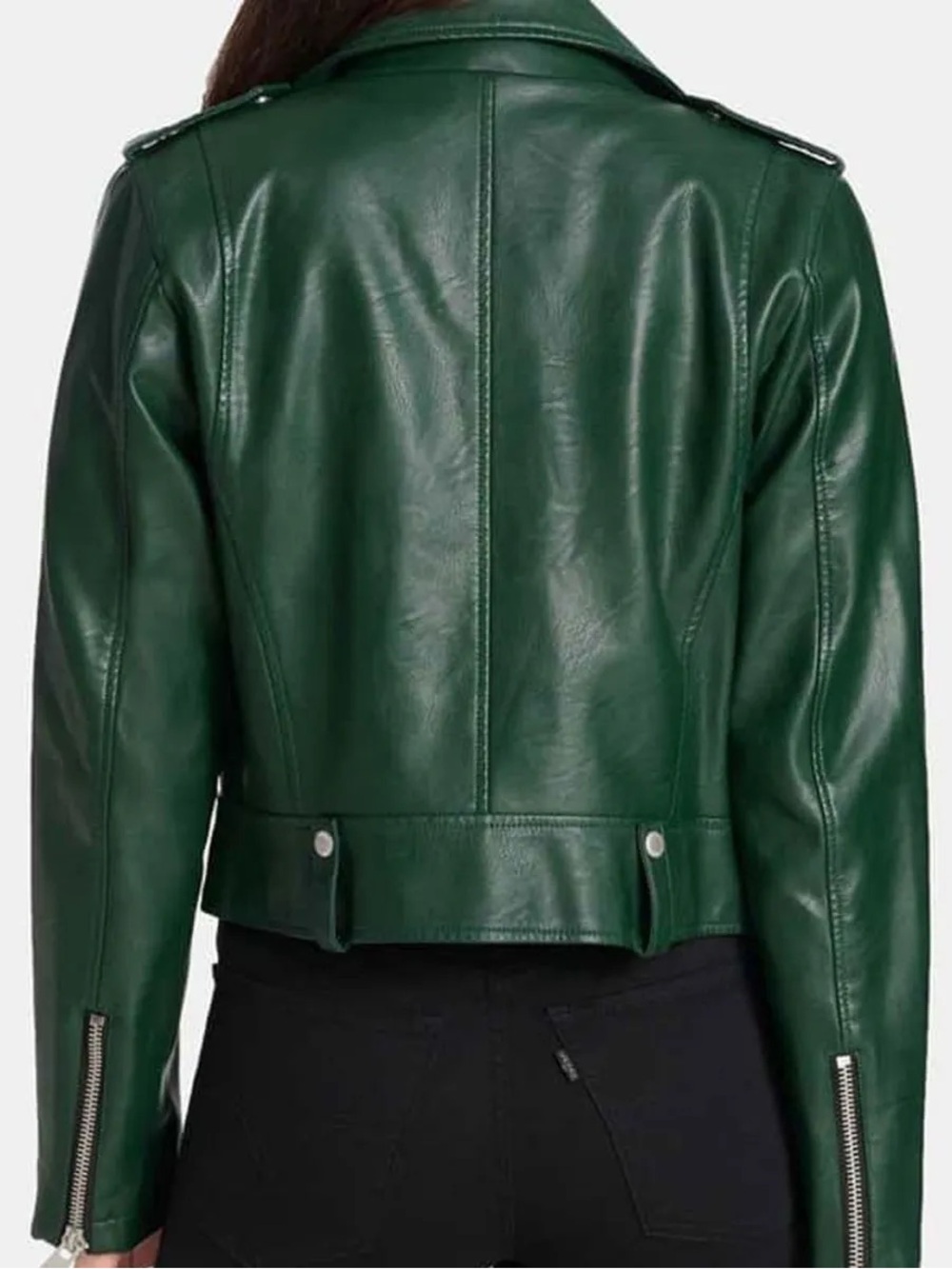 Lamarque Emerald Green Leather Moto Jacket - Picture 2 of 9
